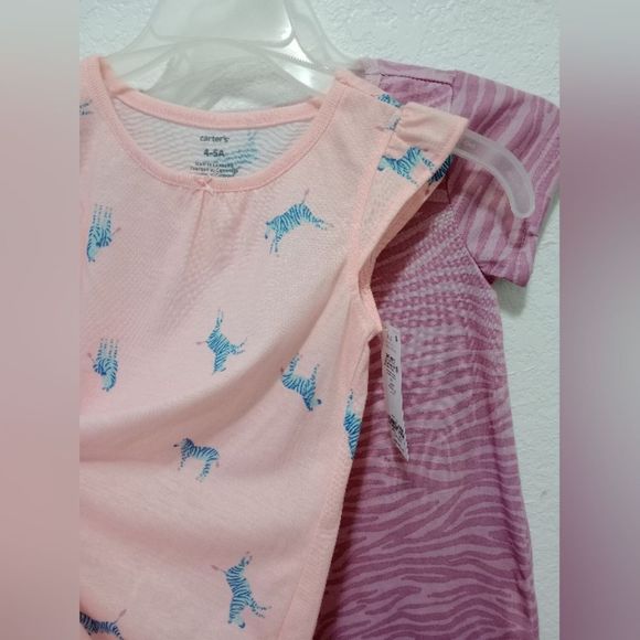 NWT Carter's Kid Girls 2-Pack Zebra Nightgowns size 4-5 - Picture 4 of 6